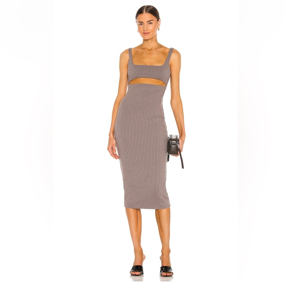 NWT Revolve h:ours Dahlia Midi Dress in Charcoal Size XL Cutout